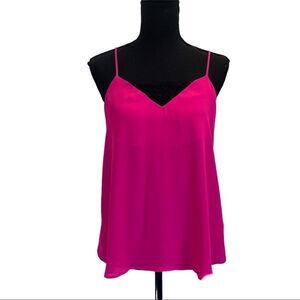 𝅺TOPSHOP bright hot pink black lace camisole Sz 2